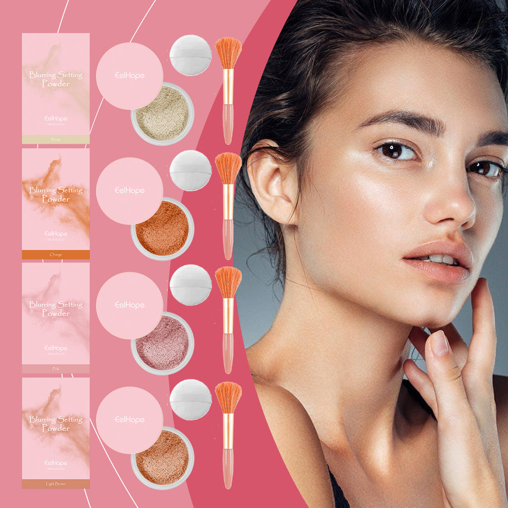 Eelhope Setting Powder With Brush (Orange) Has A Natural, Light, Fine, Breathable And Snagging Effect. It Is Suitable For Both Dry And Wet Use And Can Last For A Long Time Without Fading