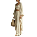 Loose cardigan short strap high waist wide leg pants set