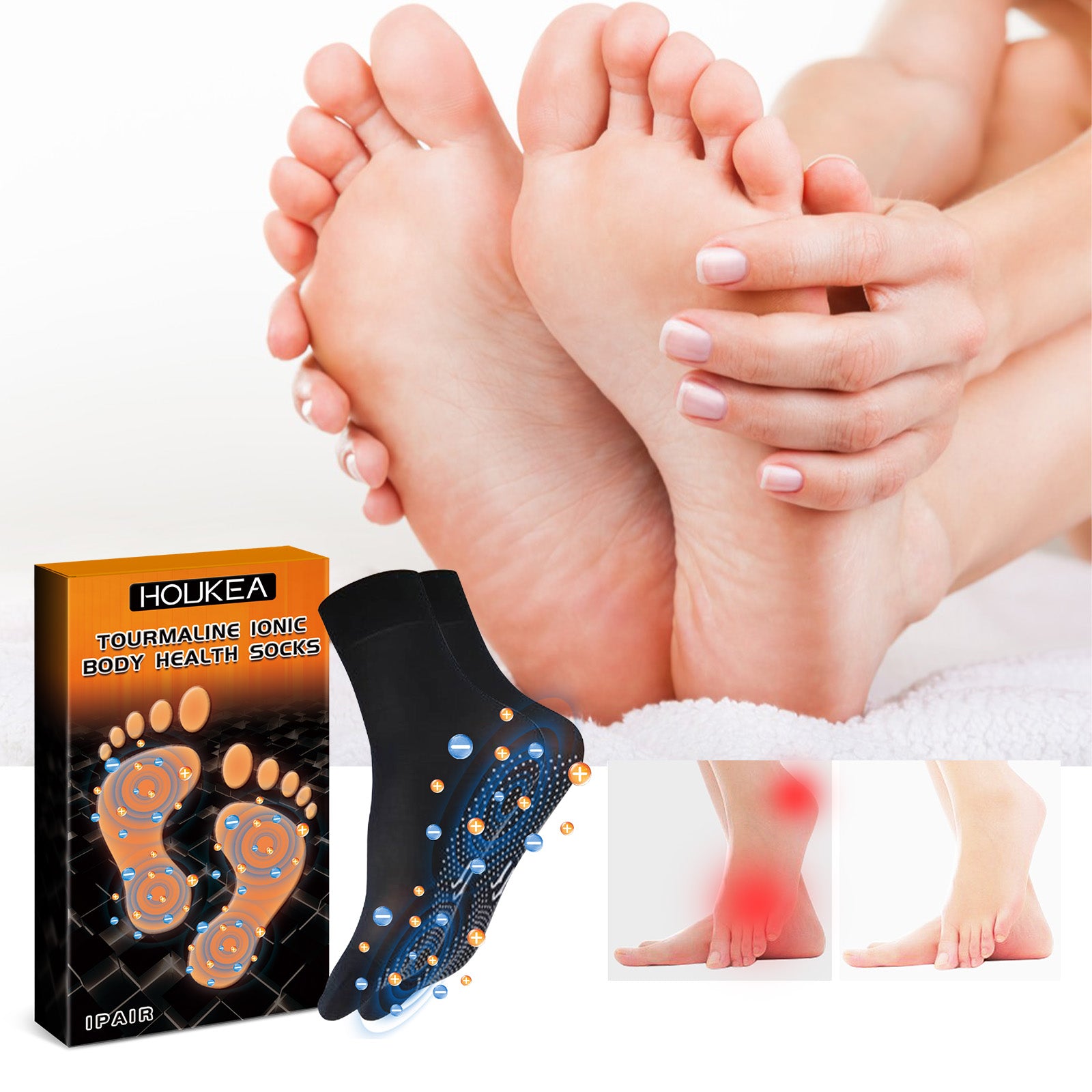 HOUKEA Tourmaline Ionic Body Health Socks, Winter Outdoor Sports Cold And Wind Warm Foot Care Massage Socks