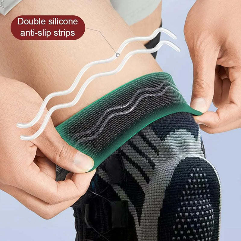 Adjustable Knob Knee Brace with Spring Support, Slim Shin Defender Basketball Knee Pads, Non-Slip Compression Sports Protector