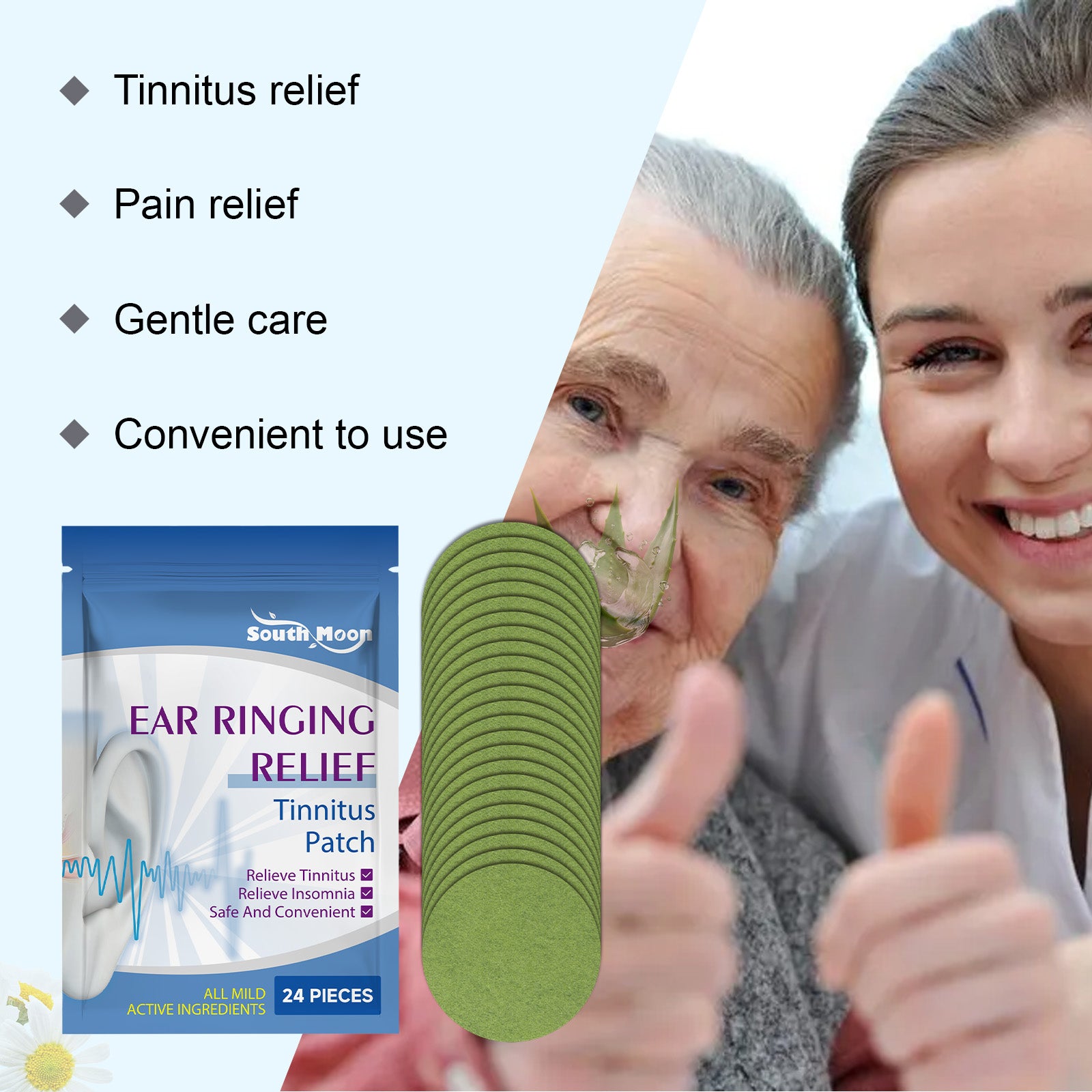 South Moon Ear Care Patch, Gentle Relief Earback Earplug Daily Care Patch