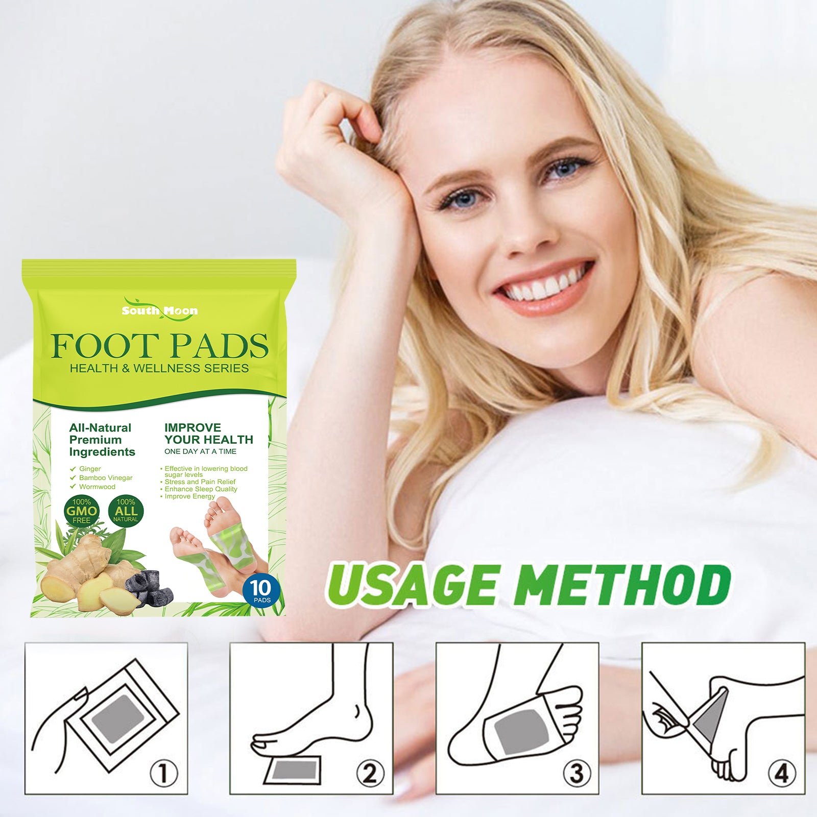 Foot Pads, Foot Massage Ginger Removing Moisture And Cold Body Health Care Foot Pad