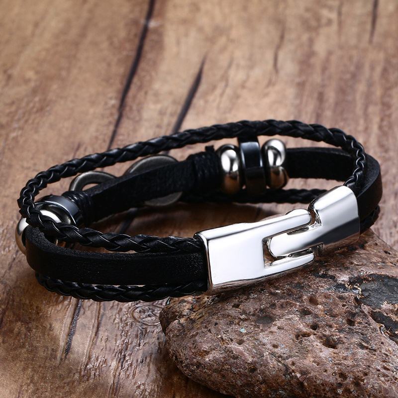 Infinity Men Bracelet Genuine Leather Black Hand Chain Friendship Brazelt Women Fashion Pulseira Masculina