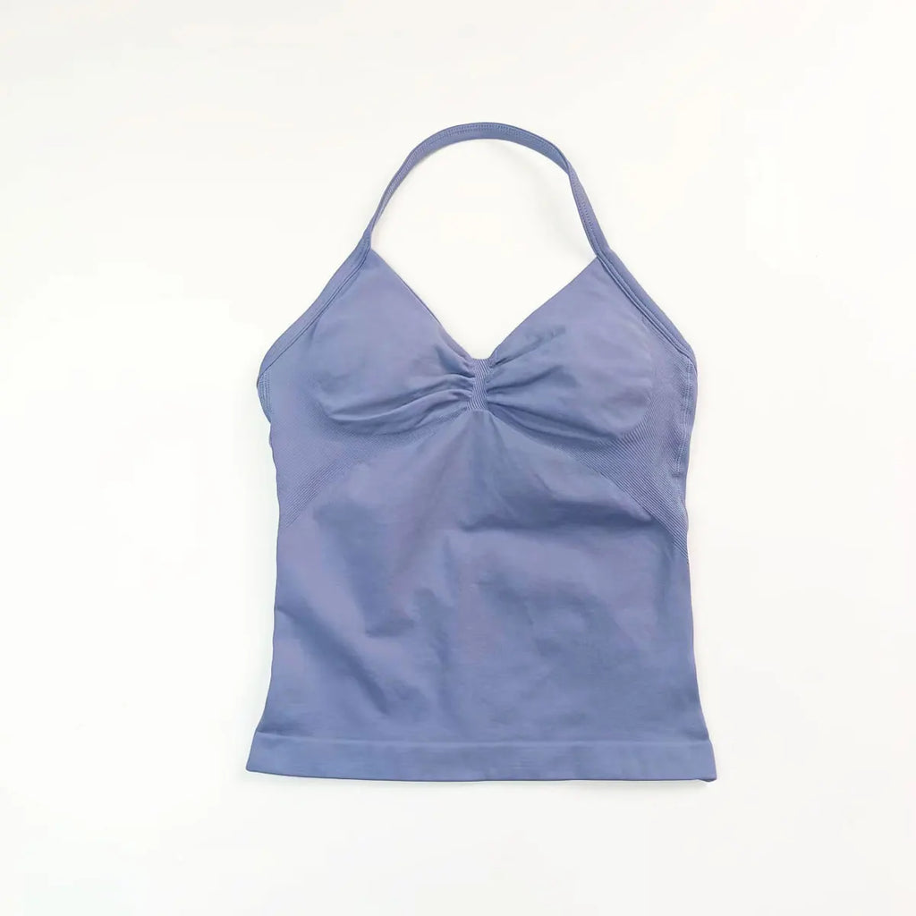 NCLAGEN Impact Longline Strappy Top Sports Yoga Vest Women's Fitness Tank Top Gym Beautiful Open Back Bra Running Workout Halter