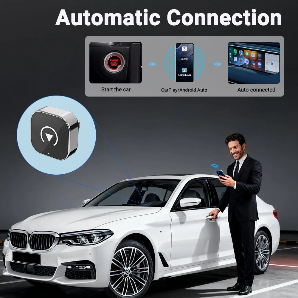 XUDA 2in1 Wireless CarPlay Adapter Android Auto AI Smart Box Car Intelligent Systems For VW Toyota Nissan Honda Ford Benz
