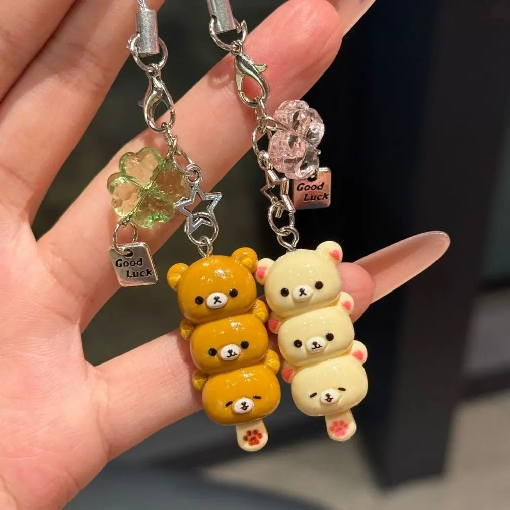 Cute Bear Phone Charms Pendant Kawaii Anime Keychain Accessories For Keys Schoolbag iPhone 17Promax Airpods Ins Korea New Y2K
