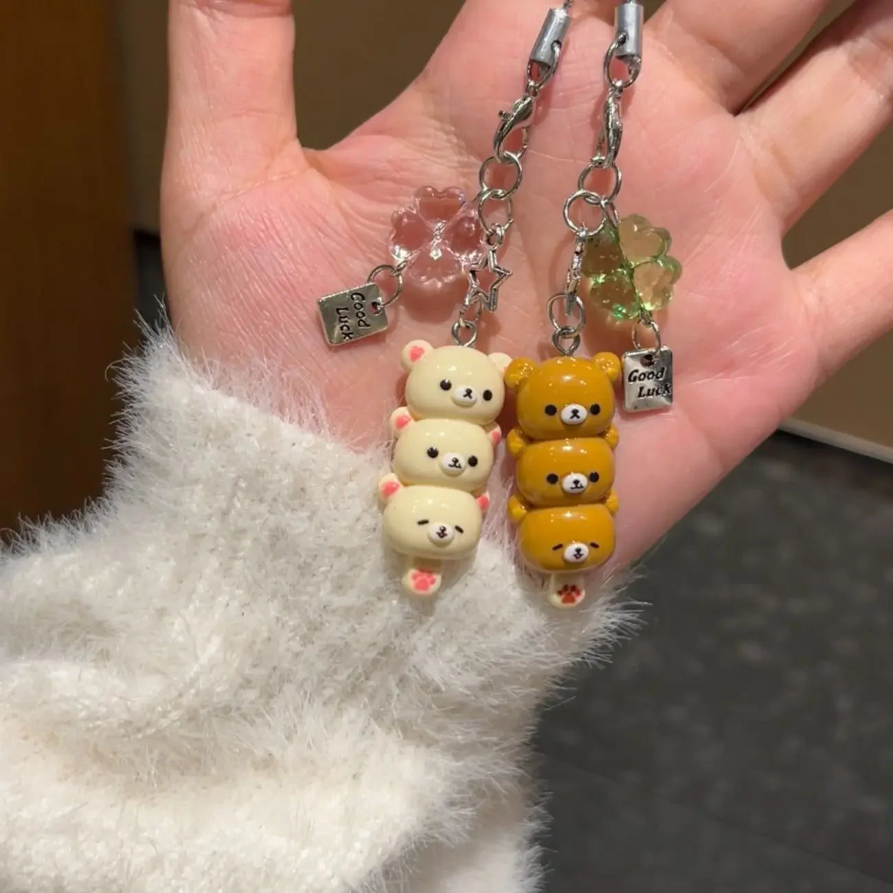 Cute Bear Phone Charms Pendant Kawaii Anime Keychain Accessories For Keys Schoolbag iPhone 17Promax Airpods Ins Korea New Y2K
