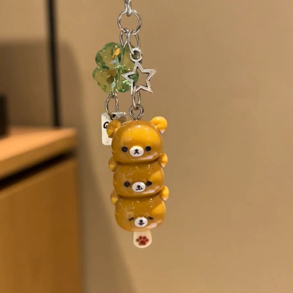 Cute Bear Phone Charms Pendant Kawaii Anime Keychain Accessories For Keys Schoolbag iPhone 17Promax Airpods Ins Korea New Y2K