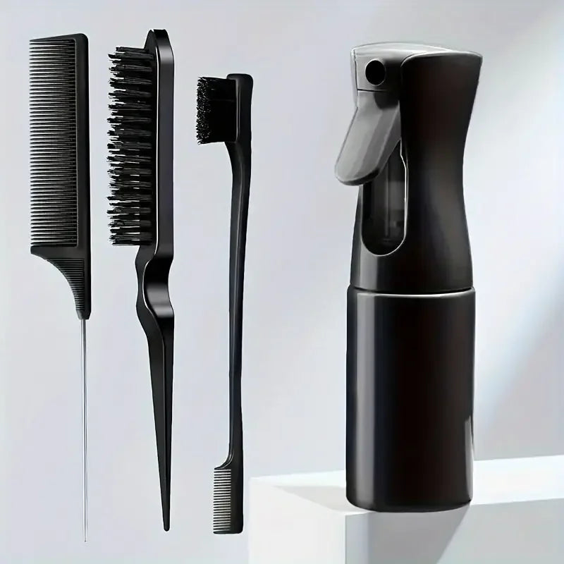 4pcs/Set Hairdressing Tools Set spray Bottle Rat Tail Comb Teasing Hair Brush Edge Control Hair comb For Combing Smoothing Hair