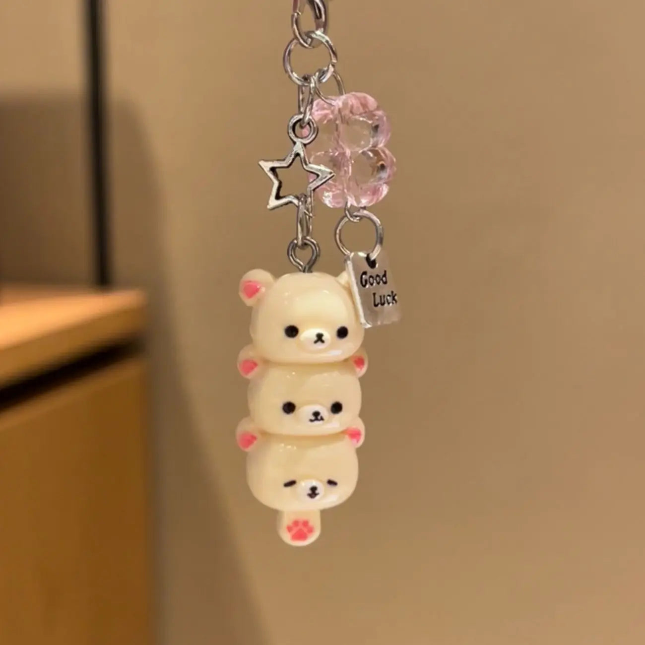 Cute Bear Phone Charms Pendant Kawaii Anime Keychain Accessories For Keys Schoolbag iPhone 17Promax Airpods Ins Korea New Y2K