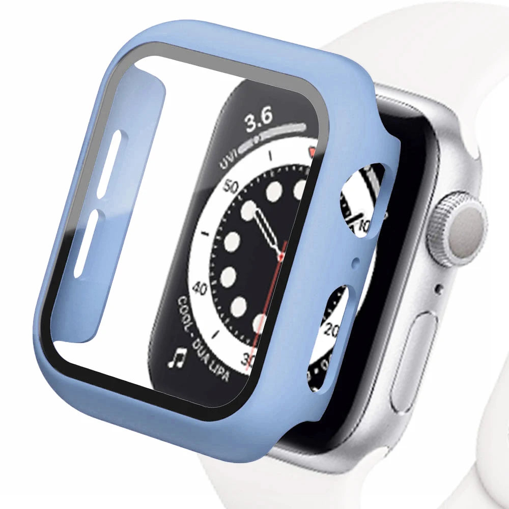 Tempered Glass+cover For Apple Watch Accessories 45mm 41mm 44mm 40mm 42mm Screen Protector Apple watch Case serie 9 4 5 6 SE 7 8